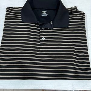 Links edition mens XXL black with brown stripes long sleeve polo